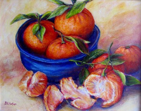 Oranges in Blue Bowl